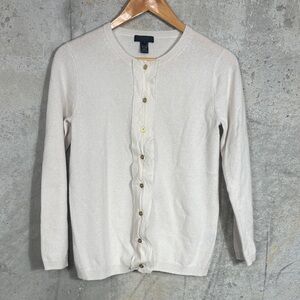 J. Crew Cashmere Cream Cardigan with Gold Accents